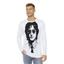 Mens John Lennon Portrait Long Sleeve Shirt: 100% Brushed Polyester, Black and W - £34.58 GBP+