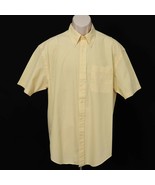 Nautica Mens Button Front Shirt L Large Pastel Yellow 100% Cotton Short ... - $21.36