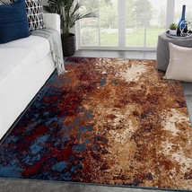 Modern Splatter Blue 5 X 7 Abstract Area Rug From Luxe Weavers&#39; Howell - £75.89 GBP