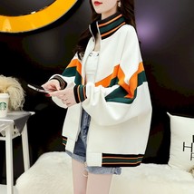 Umn thin coat korean style stand up collar cardigan jackets women color block stitching thumb200