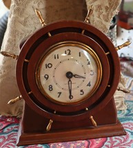 Vintage Seth Thomas 8 day ship&#39;s wheel wind-up clock Beautiful cherry wood - £39.46 GBP