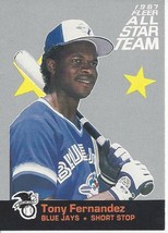 1987 Fleer All Star Team Tony Fernandez 3 Blue Jays - £0.79 GBP