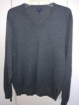 J. CREW MEN&#39;S LS V-NECK PULLOVER COTTON/POLY/MERINO WOOL GRAY SWEATER-XL... - £13.32 GBP