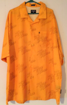 Rocawear men XXL shirt button close all over logo print, orange, short sleeve - £13.61 GBP