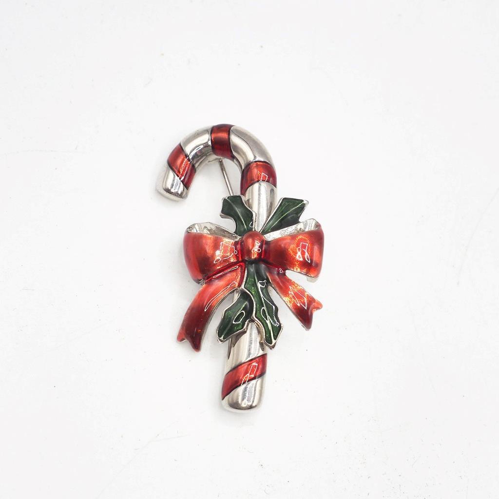 Brooch Pin Christmas Ribbon Candy Cane - $24.74