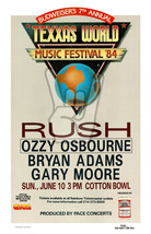 Texxas Jam 1984 Rock Art Concert Poster 11x17 Rush Ozzy Osbourne Bryan Adams - £12.58 GBP