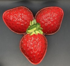 Pier 1 Strawberry 3 Compartment Hors D’oeuvres Serving Dish With Handle - $558.61 MXN