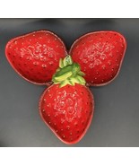 Pier 1 Strawberry 3 Compartment Hors D’oeuvres Serving Dish With Handle - $558.61 MXN