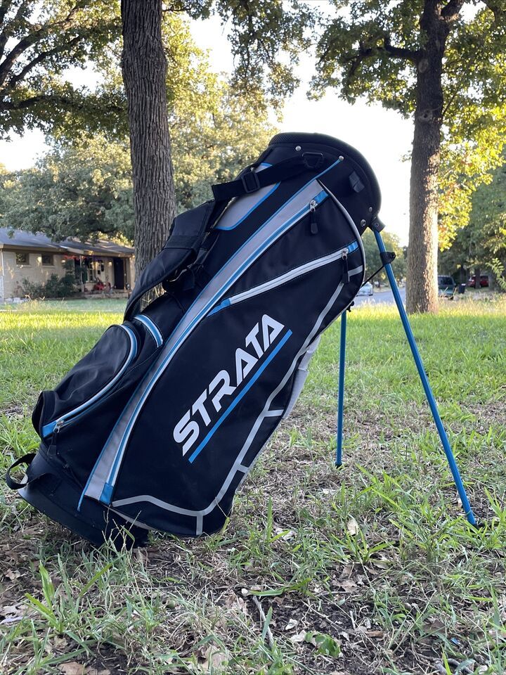 Callaway Strata Golf Bag Dual Shoulder Strap Stand 7 Divider Golf Bag Black Blue - £55.92 GBP