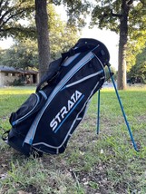 Callaway Strata Golf Bag Dual Shoulder Strap Stand 7 Divider Golf Bag Black Blue - $70.13