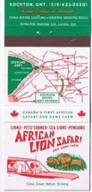 Matchbook Cover African Lion Safari &amp; Game Farm Rockton Ontario - $4.94