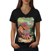 Wellcoda Sublime Landscape Womens V-Neck T-shirt, Artist Graphic Design Tee - £15.76 GBP