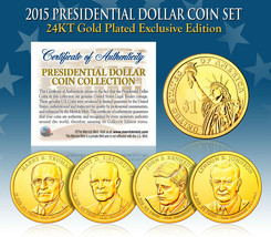 2015 MINT 24K GOLD USA PRESIDENTIAL $1 DOLLAR 4 COIN SET Completed - $21.87