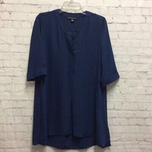 Zac &amp; Rachel Womens Shift Dress Blue High Low Jewel Neck 3/4 Sleeve Cuff S - $15.35
