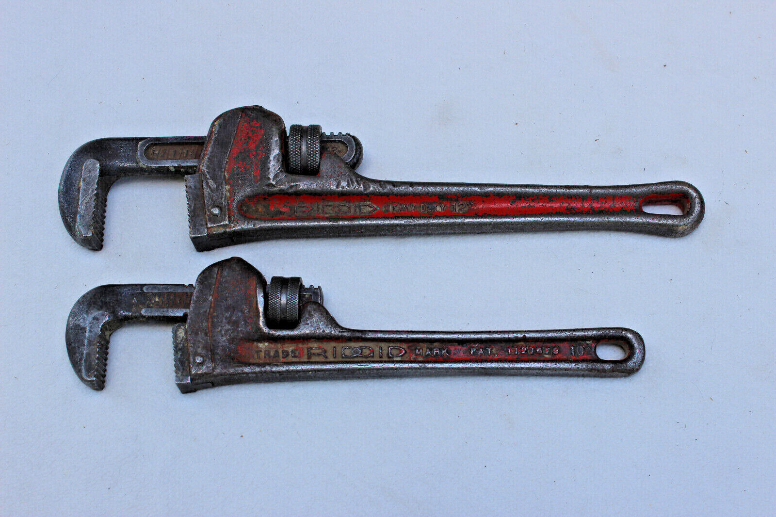 Primary image for 2 LOT VINTAGE RIDGID HEAVY DUTY STRAIGHT PIPE WRENCHES 10” & 12” MADE IN USA