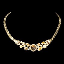 Vintage Rare Christian Dior Signed Gold Tone Citrine Topaz Crystal Necklace - £256.77 GBP