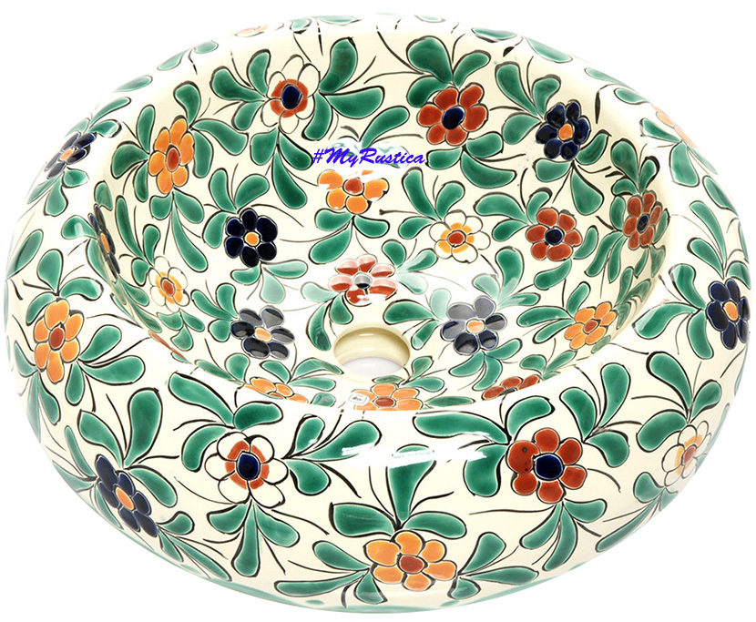 Mexican Ceramic Bathroom Sink "Flowers" - £307.75 GBP