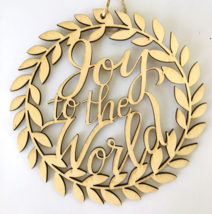 Joy to the World Christmas Ornament Round Cut-Out Wood Wreath 5&quot; - $9.74