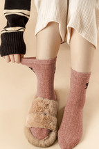 Gossamer Pink Bowknot Detail Ribbed Winter Stockings - $67.21 MXN