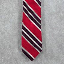 Ike Behar Red Purple Gray Stripe Geometric Repp Silk Executive Neck Tie Men&#39;s - £39.91 GBP