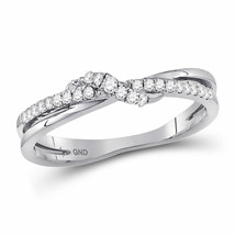 10kt White Gold Womens Round Diamond Crossover Stackable Band Ring 1/6 Cttw - £235.43 GBP