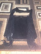 Johnny Was Black Suede Leather Crossbody Bag Purse Tote Hobo Tassels - $148.50