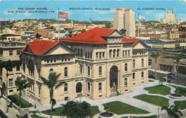 Linen Postcard CA L020 Cancel 1949 San Diego Medico Dental Bdg El Cortez Hotel - $6.93