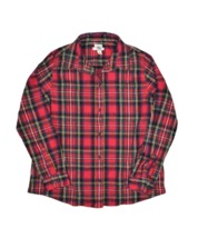 LL Bean Shirt Womens M Cotton Flannel Tartan Plaid Red Long Sleeve Button Down - £11.23 GBP