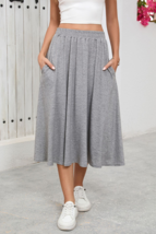 Gray High Waist Large Hem Draped Casual Midi Skirt - $316.26 MXN