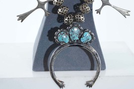 Vintage Navajo Sterling and Turquoise Squash blossom Necklace - £1,190.36 GBP