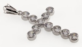 Sterling Silver Cross Pendant with Bezel Set Round CZs Gorgeous - $172.82