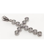 Sterling Silver Cross Pendant with Bezel Set Round CZs Gorgeous - $243.31 CAD