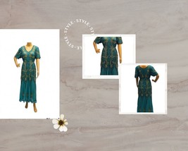 women&#39;s cocktail dress maxi prom beaded party wear caftan wedding formal... - $83.87