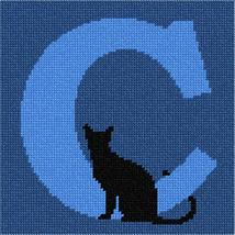 Pepita Needlepoint Canvas: Letter C Black Cat, 7&quot; x 7&quot; - $50.00+
