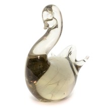 Vintage Art Glass Hand Blow Duck Swan Bird Small Figurine 3 1/2&quot; height - £6.32 GBP