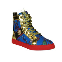 Mens High Top Shoes FIESSO by AURELIO GARCIA Chain Medusa Celebrity 2421 Blue image 2