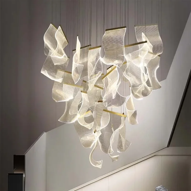 Modern Acrylic LED Chandelier for Staircase Living Room Luxury Creative ... - $281.61+