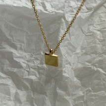 Silvology 925 Sterling Silver Square Charm Necklace Pendants Gold Color Glossy C - £18.00 GBP