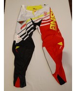 ANSR Alpha 32 Motocross Pants Red White Black Yellow Leather Knees MX Of... - $49.74 CAD
