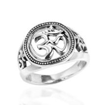 Universal Harmony Symbol Aum or Ohm .925 Sterling Silver Ring-13 - £24.51 GBP