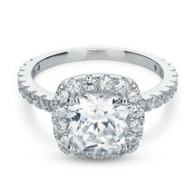 3.25Ct Cushion Cut Engagement Ring Halo LC Moissanite 14K White Gold Plated - £66.55 GBP