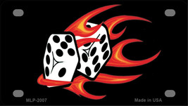 Red Hot Flaming Dice Novelty Mini Metal License Plate Tag - £11.76 GBP