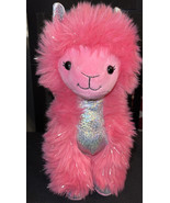 Build a Bear Fuzzy Fluffy Pink Glitter Sparkle Llama Stuffed 12&quot; Plush BAB - £12.89 GBP