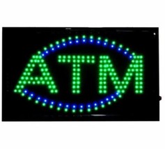LARGE 22” X 13&quot; Bright LED Neon Light ATM Sign Business Animated Motion ... - £23.97 GBP