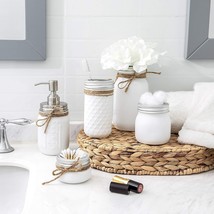  Jar Bathroom Accessories Set White Mason Jars Bathroom Organizer Include L - £39.95 GBP