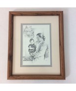 Michele Gauthier Fathers Wolf and Indian Signed Framed Homage Fathers  - £22.06 GBP