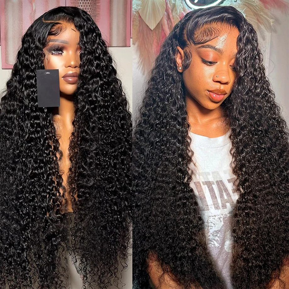 Deep Wave Frontal Wig 13x6 Hd Lace 13x4 Curly Lace Front Human Hair W - £76.43 GBP+