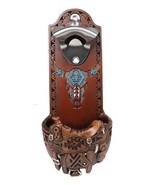 Western Cowboy Country Rustic Horse Saddle With Cow Skull Wall Bottle Op... - $26.99
