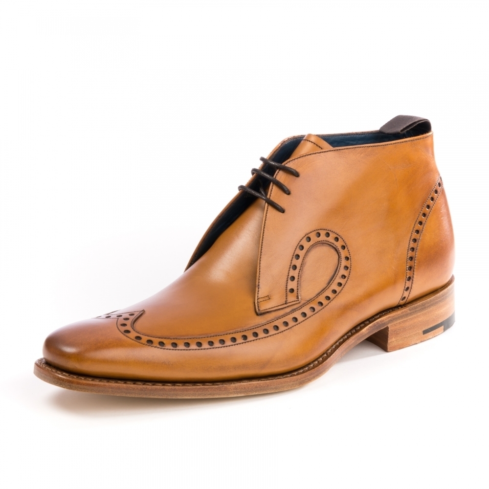 New Tan Brogue Burnished Toe Chukka Handmade High Ankle Genuine Leather Laceup B