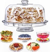 Cake Stand with Dome Cover, 6-In-1 Multi-Purpose Use, Serving Platter, P... - $64.34